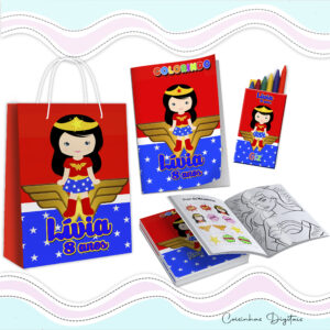 Kit Colorir Mulher Maravilha Cute
