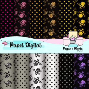 Papel Digital Floral e Poá