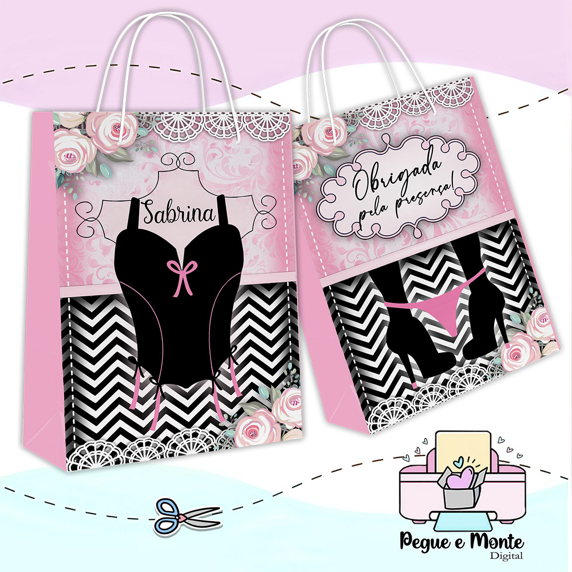 Sacolinha Personalizada Chá de Lingerie