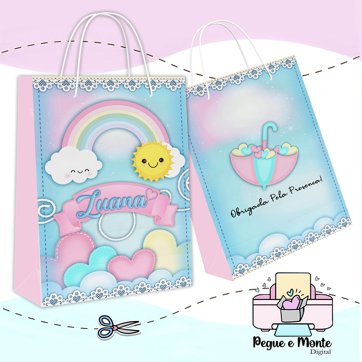 Sacolinha Personalizada Chuva de Benção