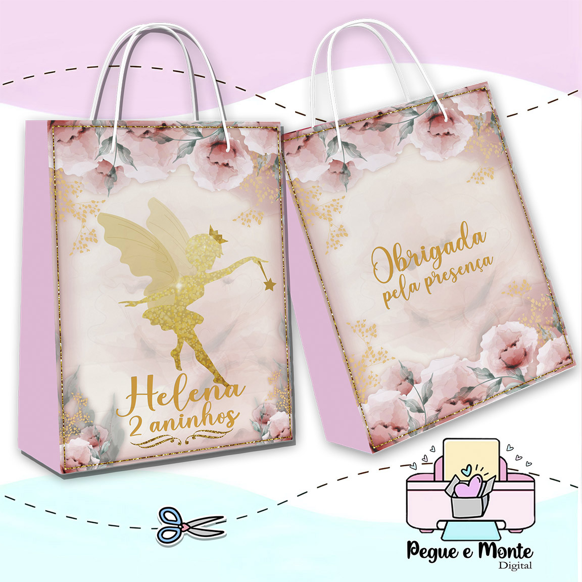 Sacolinha Personalizada Fadinha Dourada