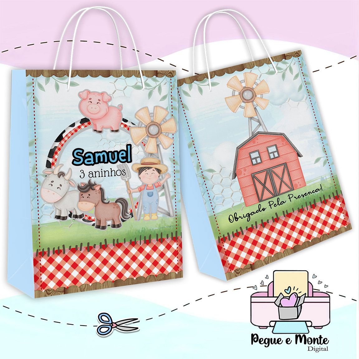 Sacolinha Personalizada Fazendinha Menino