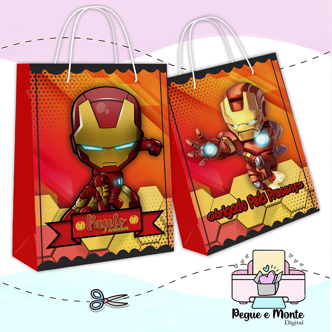 Sacolinha Personalizada Homem de Ferro