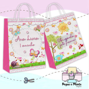 Sacolinha Personalizada Jardim de Borboletas