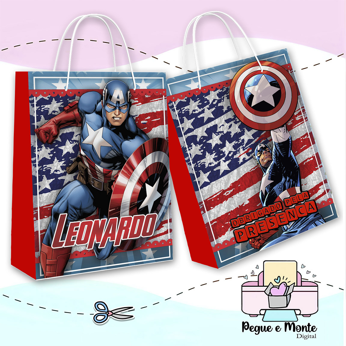 Sacolinha Personalizada Capitão America