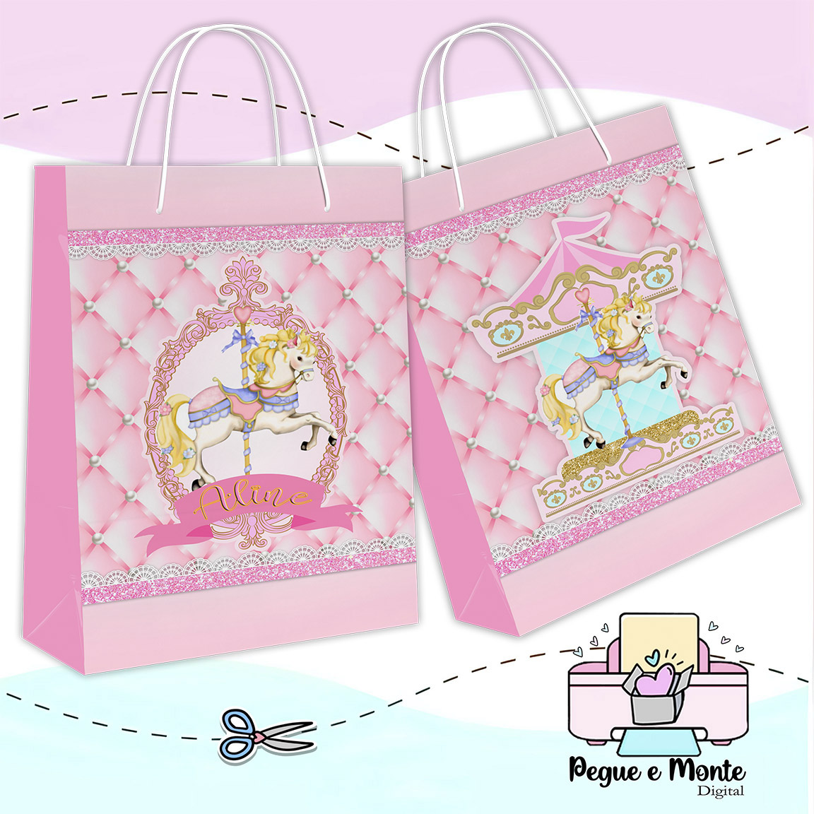 Sacolinha Personalizada Carrossel Menina