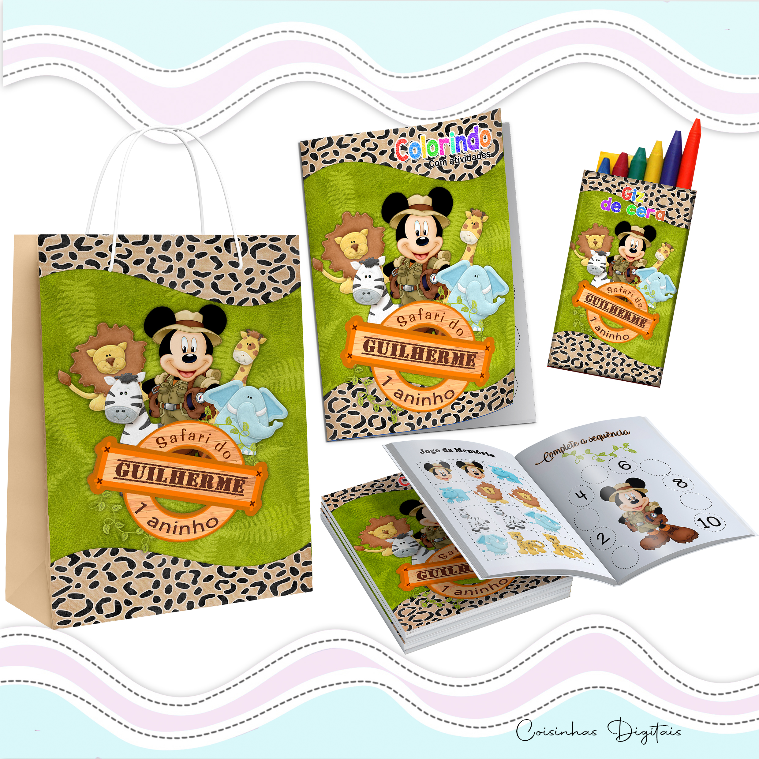 Kit Colorir Mickey Safari