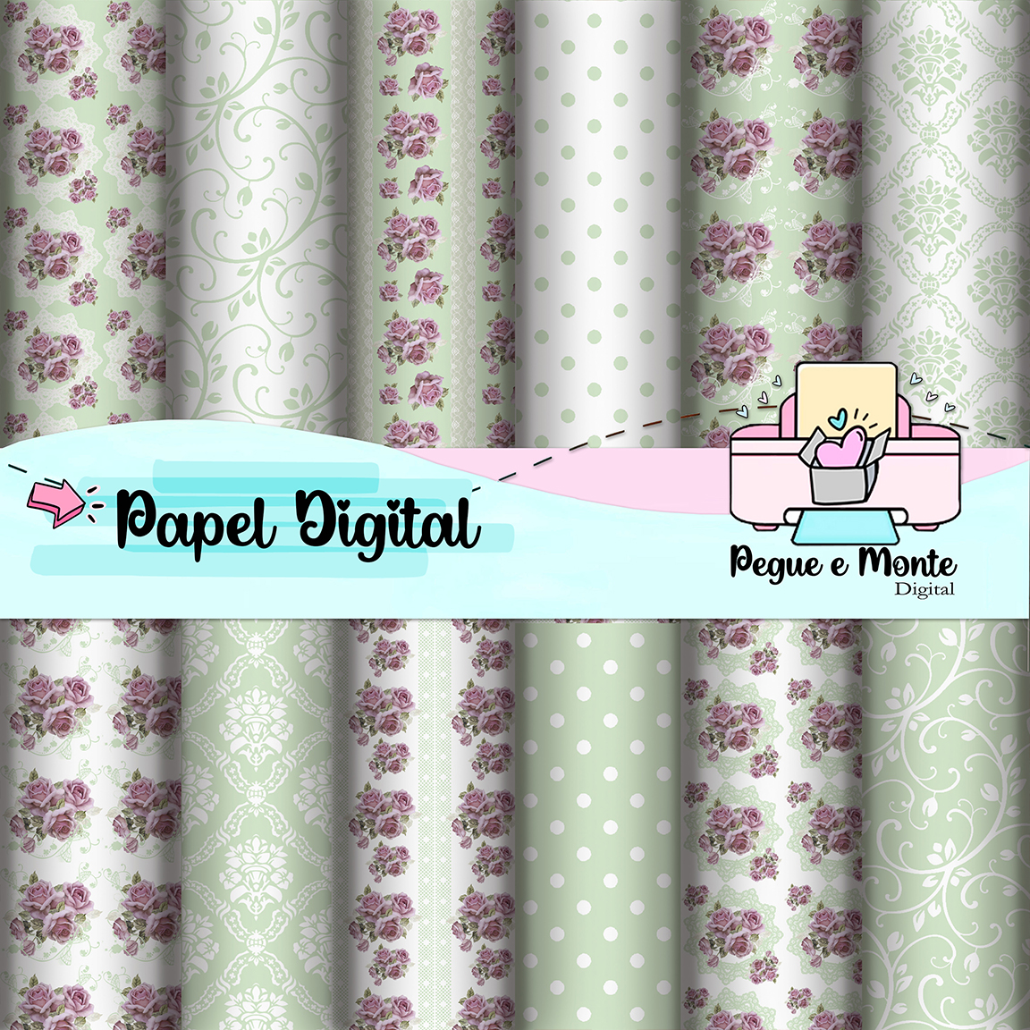 Papel Digital Floral e Arabesco