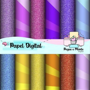 Papel Digital Sol e Glitter