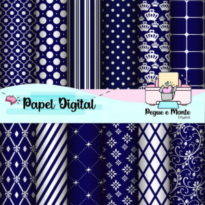Papel Digital Arabesco Azul Marinho