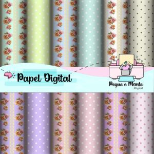 Papel Digital Floral Poá