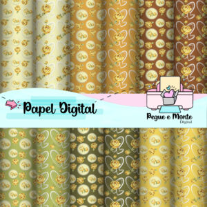 Papel Digital Floral Dourado