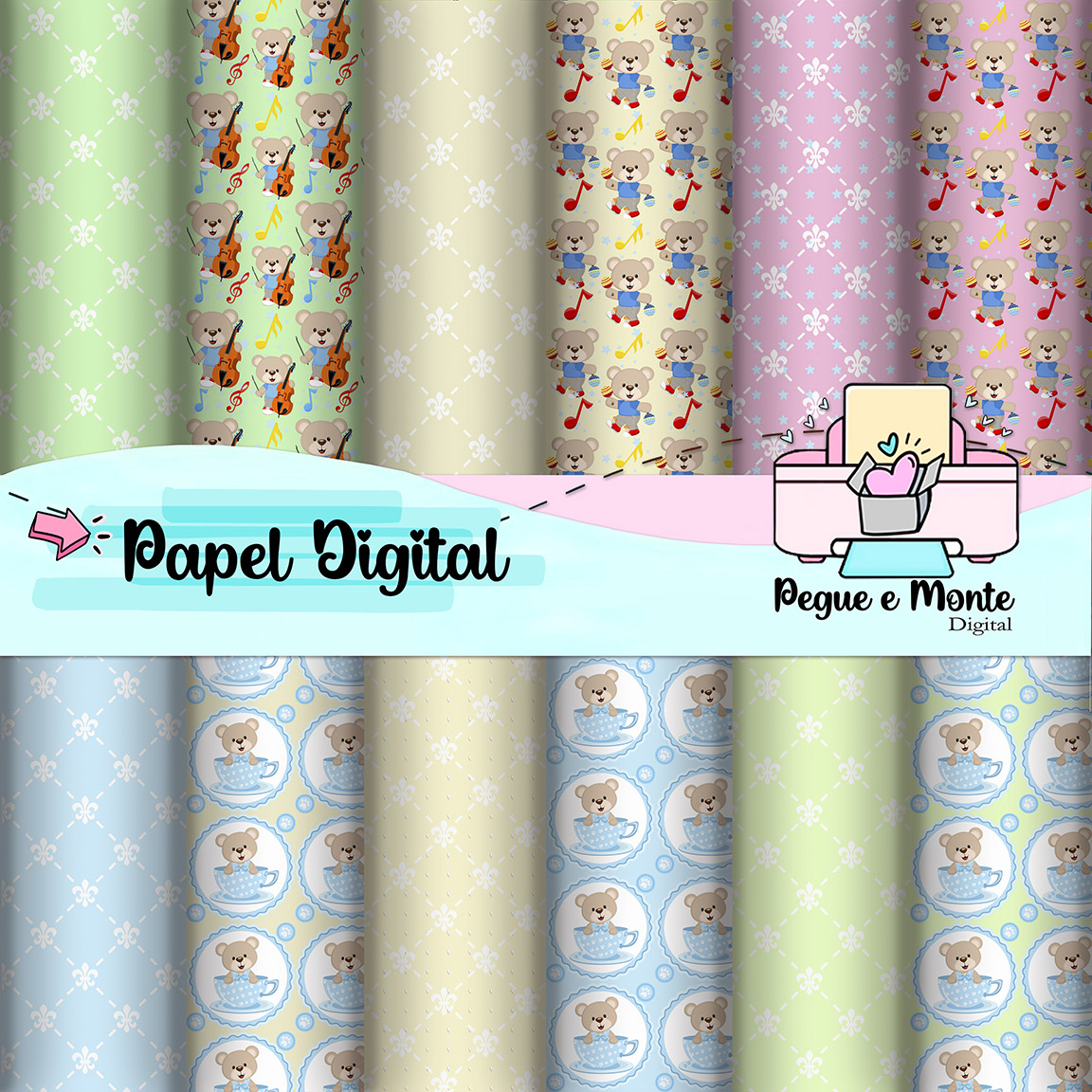 Papel Digital Ursinho Cute