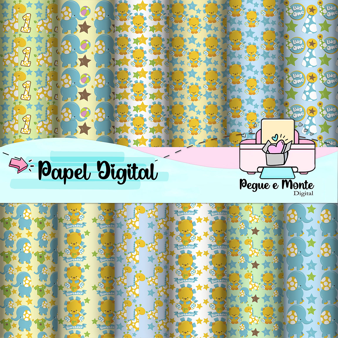 Papel Digital Safari Cute