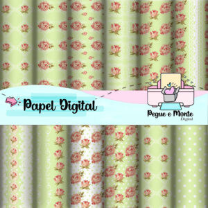 Papel Digital Floral Verde Candy