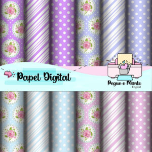 Papel Digital Floral e Listras