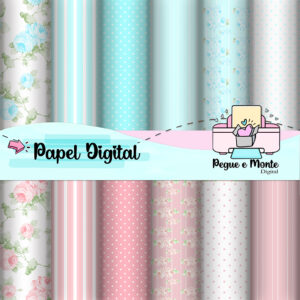 Papel Digital Floral , Listra e Poá