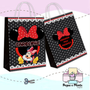 Sacolinha Personalizada Minnie Vermelha e Preto