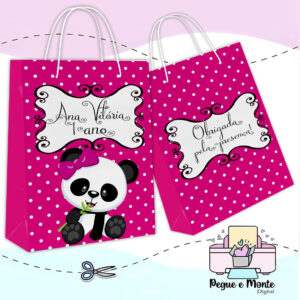 Sacolinha Personalizada Ursinha Panda