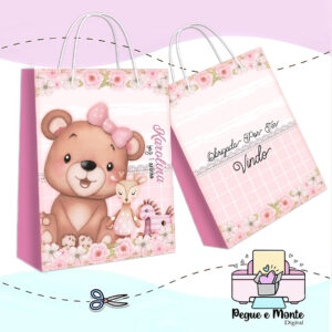 Sacolinha Personalizada Ursinho Boho