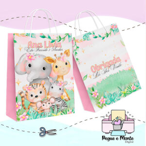 Sacolinha Personalizada Safari Cute Menina